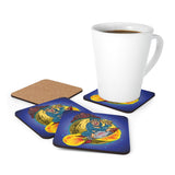 Ape On a Rocket Blue Corkwood Coaster Set