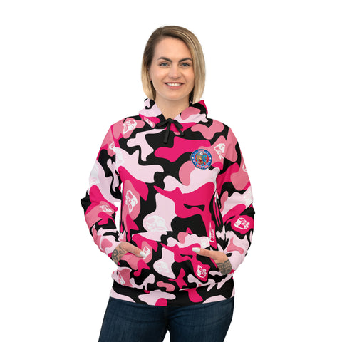 Ape Nation Pink Back White Camo Athletic Hoodie (AOP)