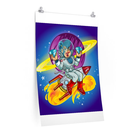 Lady Ape on a Rocket Premium Matte vertical posters